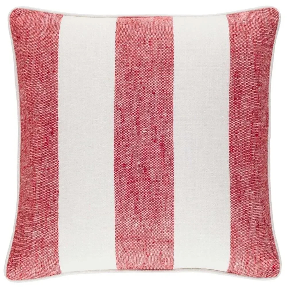 Annie Selke Awning Stripe Decorative Pillow Cover Red White Indoor Outdoor